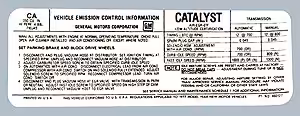 1977-1977 Corvette Emission Decal Manual Transmission 210 HP L82 (Code CA 460127)