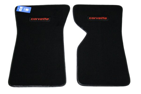 1968-1982 Corvette Black Cut Pile Floor Mats with Embroidered Logo (Corvette)
