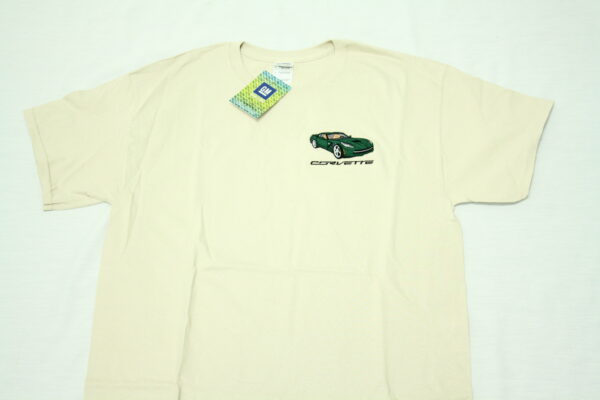 - Corvette C7 LT TAN T-SHIRT EMBROIDERED LOGO