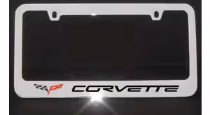 2005-2013 Corvette C6 LICENSE FRAME CHROME WITH LOGO AND WORD "CORVETTE" ENGRAVED 05-13