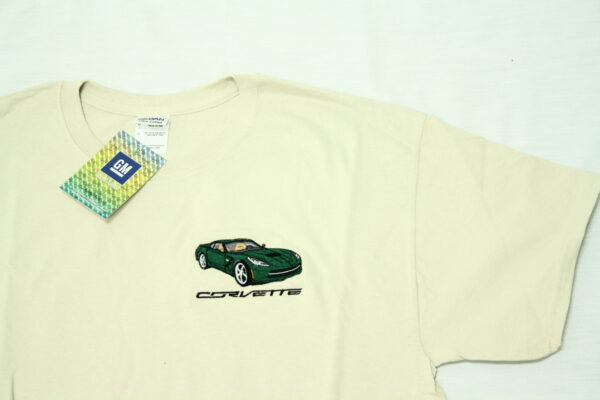 - Corvette C7 LT TAN T-SHIRT EMBROIDERED LOGO