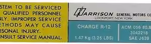 1981-1981 Corvette Harrison Heat Exchanger Decal AC (Code ACM-056-8081B)