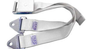1964-1964 Corvette Seat Belt Assembly (White) with Label and Bowtie