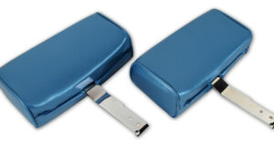 1966-1966 Corvette Headrest Assembly Vinyl Cover - Pair (Medium Blue)