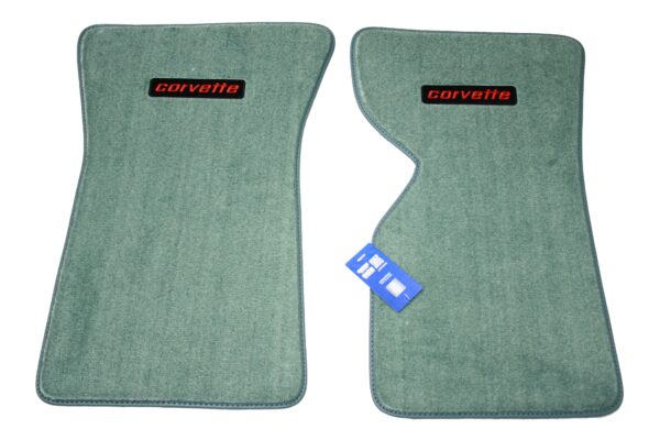 1982-1982 Corvette Silver Green (Jadestone) Cut Pile Floor Mats with Embroidered Logo (Corvette)