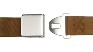 1963-1963 Corvette Seat Belt Set - Original Equipment Style Anchor and 1963 Original Equipment - 3 Panel Webbing - Saddle