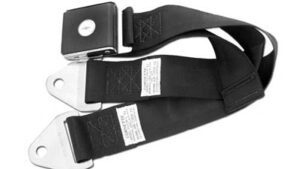1964-1966 Corvette Seat Belt Assembly (Black) with Label and Bowtie