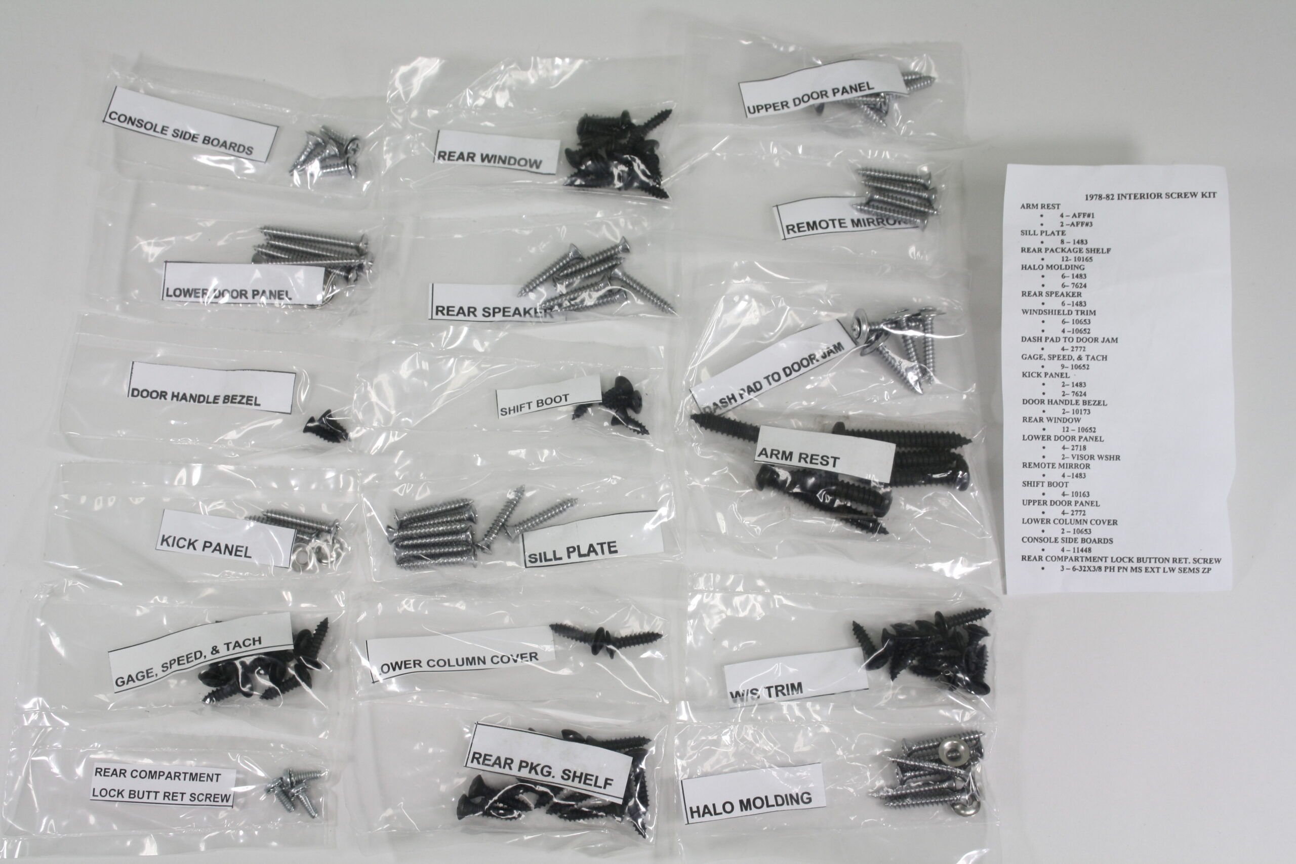 1978-1982 Corvette Interior Screw Kit - CA main image 0