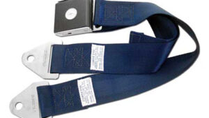 1964-1964 Corvette Seat Belt Assembly (Dark Blue) with Label and Bowtie