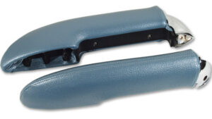 1958-1958 Corvette Door Panel Armrest Assembly with Chrome - Pair (Silver Blue)