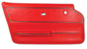 1967-1967 Corvette LH Convertible Deluxe Door Panel (Red) with Metal Upper Support