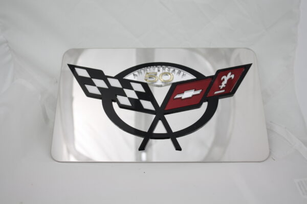 2003-2003 Corvette C5 REAR PLATE STAINLESS STEEL WITH BIG 50TH LOGO 03
