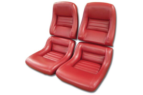 1979-1980 Corvette Leather-Like Seat Cover Set (Red) (2 inch Side Panel)