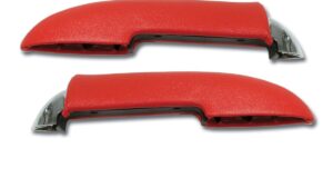 1958-1958 Corvette Door Panel Armrest Assembly with Chrome - Pair (Red)