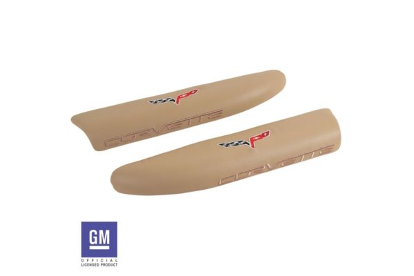 2005-2013 Corvette Leather Armrests Pair with C6 Logo (Cashmere)