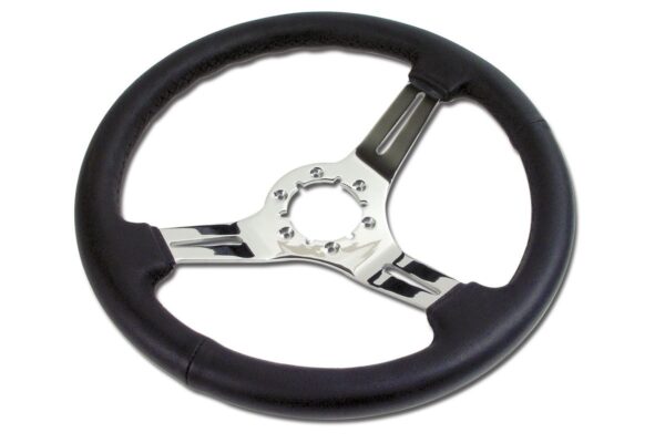 1968-1982 Corvette Steering Wheel (Black) Leather- Chrome 3 Spoke
