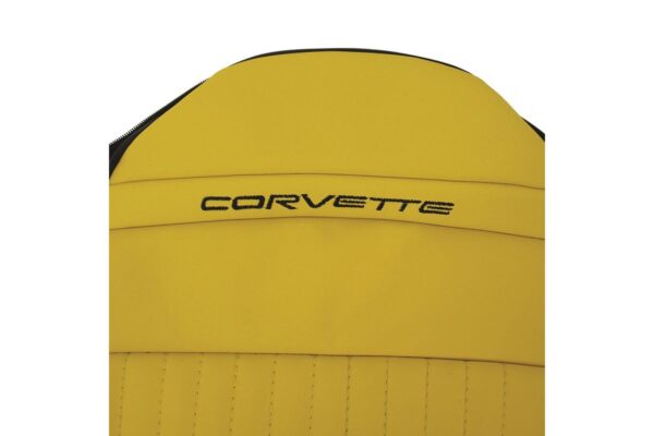 1997-2004 Corvette Two-Tone Sport Embroidered Custom 100% Leather Seat Covers Set (Black and Yellow)