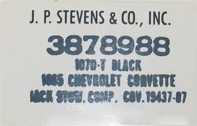 Jack Cover Board Carpet Label (J.P. Stevens Co.) (120438) – Keen Parts