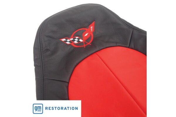 1997-2004 Corvette Two-Tone Standard Embroidered Custom 100% Leather Seat Covers Set (Black and Torch Red)