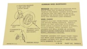 1965-1966 Corvette Aluminum Knock Off Wheel Instruction Card