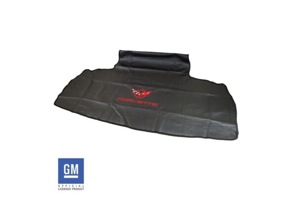 1997-2004 Corvette REAR BUMPER ( TRUNK ) BLACK VINYL BIB WITH EMBROIDERED C5 RED LOGO. CONSTRUCTED OF PADDED HEAVYWEIGHT VINYL