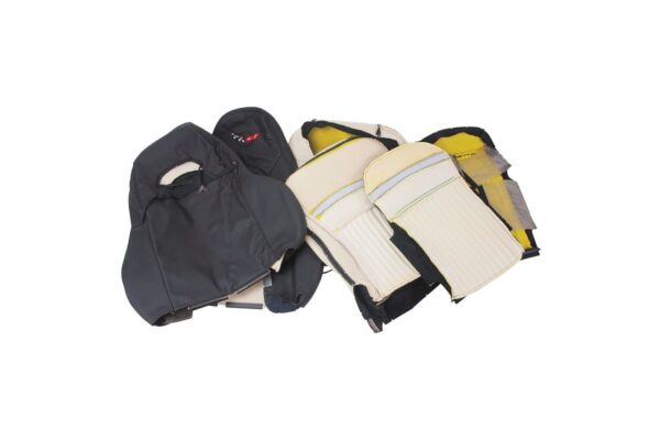 1997-2004 Corvette Two-Tone Sport Embroidered Custom 100% Leather Seat Covers Set (Black and Yellow)
